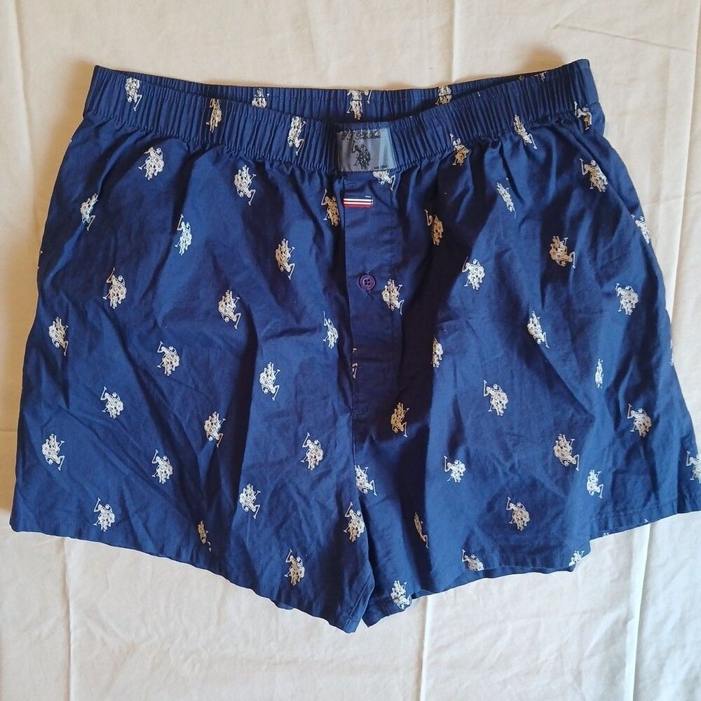 U.S. Polo Assn. Men Boxer Shorts XL Blue Graphic Polo Player Boxer Shorts Logo